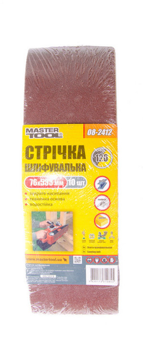 Лента шлифовальная MASTERTOOL зерно P120 76×533 мм 10 шт 08-2412 Харків - зображення 3