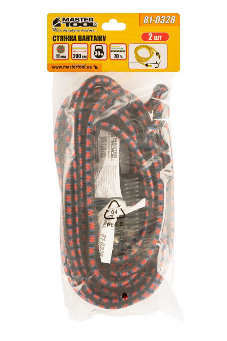 Стяжка груза MASTERTOOL резиновая Ø 11 мм 200 см набор 2 шт 81-0328 Харьков - изображение 3