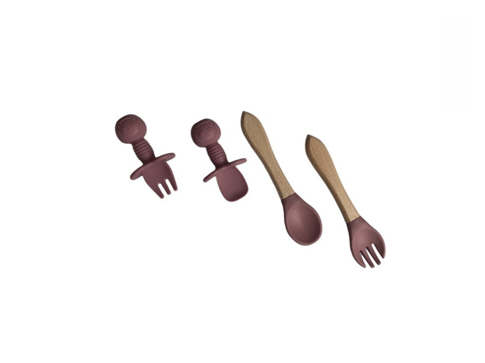 Детский силиконовый набор посуды для кормления бордовый 12 предметов Киев - изображение 8
