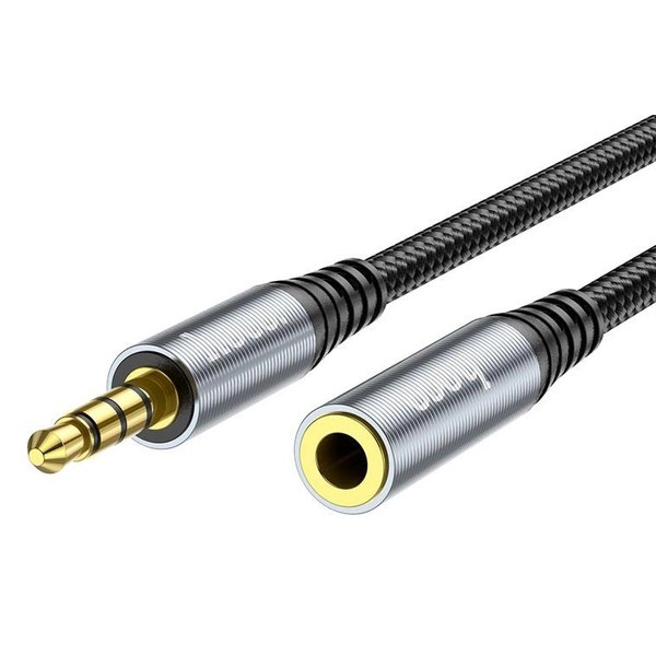 Аудіо-кабель Hoco UPA20 3.5 audio Male to Female 1m Metal Gray Харків - зображення 2