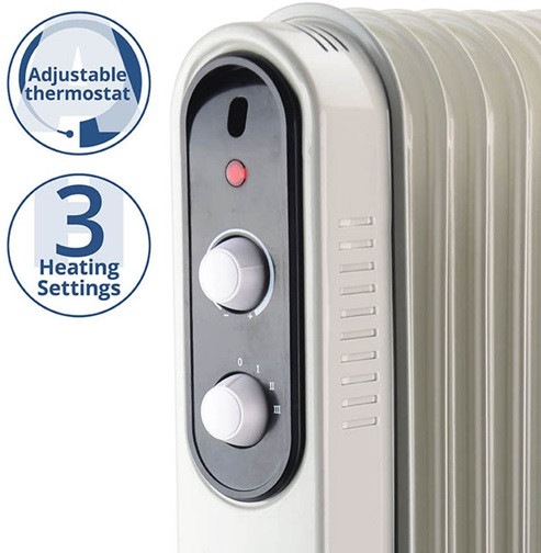 Обогреватель масляный Aurora 052AU 2000 Вт белый Київ - зображення 2