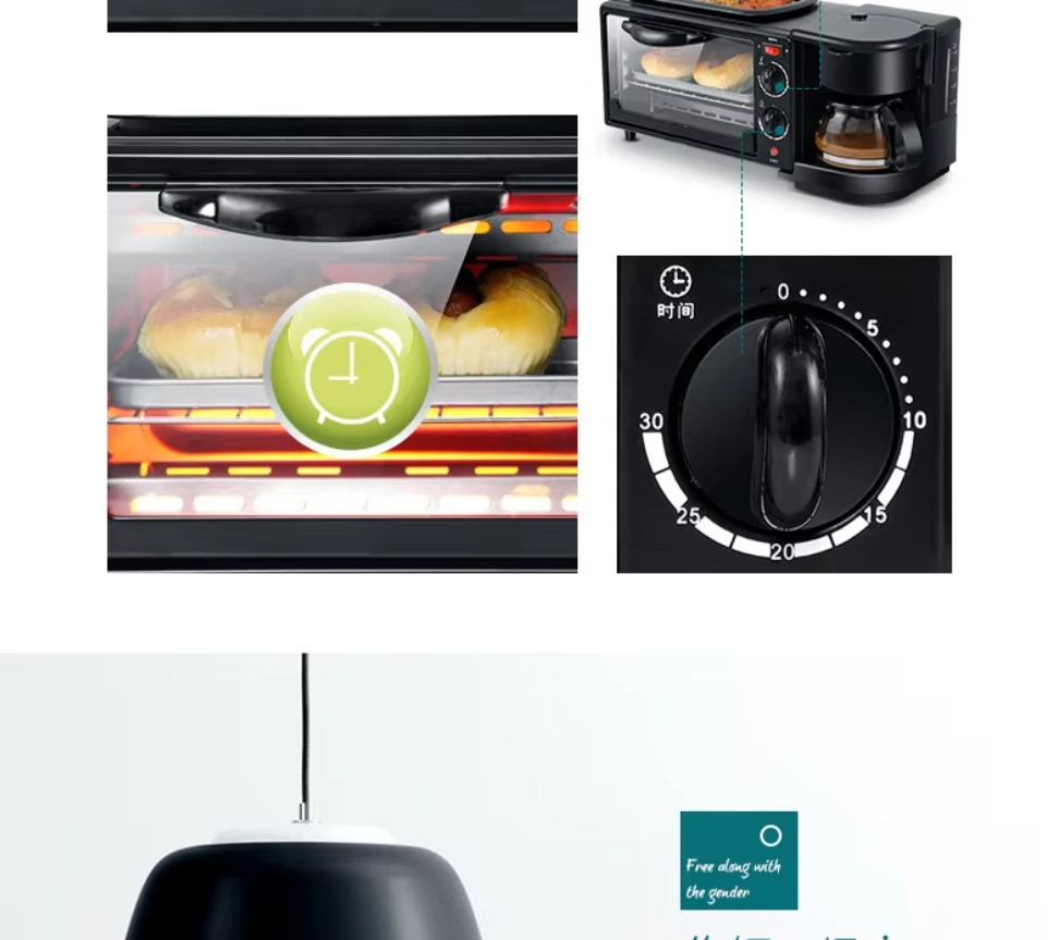 Електрична машина для сніданку 3в1 на 2800Вт Настільна піч кавоварка сковорода Одеса - зображення 4