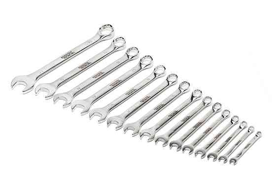 Ключи комбинированные MASTERTOOL набор 15 шт (6-19, 22 мм) CrV SATIN FINISH DIN3113 71-2115 Харьков