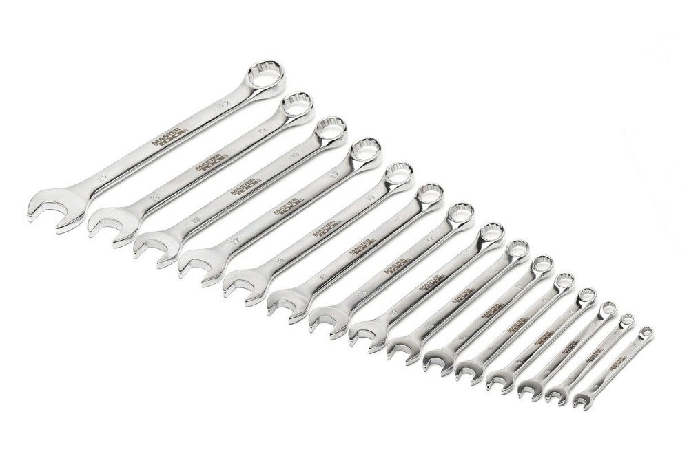Ключи комбинированные MASTERTOOL набор 15 шт (6-19, 22 мм) CrV SATIN FINISH DIN3113 71-2115 Харьков - изображение 4