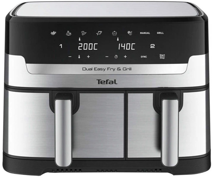 Мультипечь Tefal Dual Easy Fry&Grill Air Fryer EY905D10 8.3 л 2700 Вт серебристая Киев - изображение 1