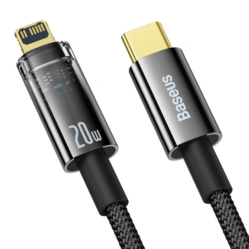 Дата кабель Baseus Explorer Auto Power-Off Fast Charging Type-C to Lightning 20W (1m) (CATS000001) Херсон - изображение 2