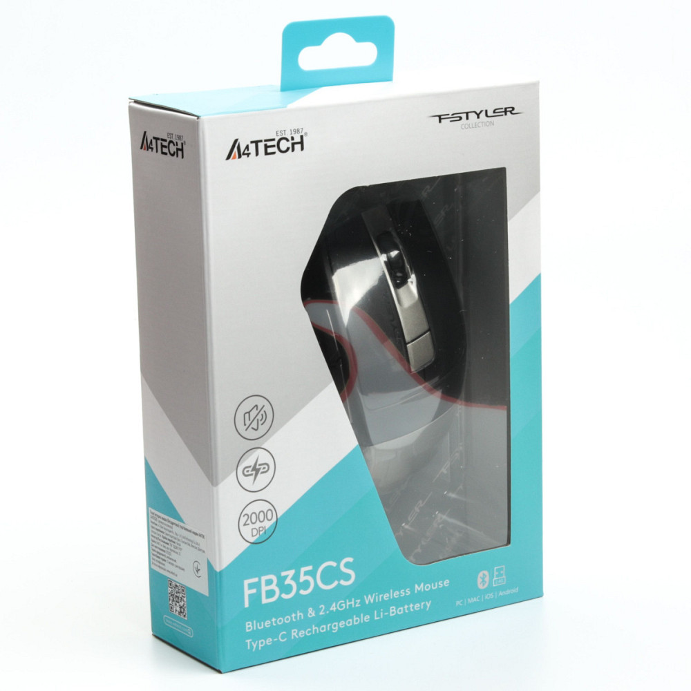 Мышь компьютерная безпроводная A4Tech FB35CS Smoky Grey серая Киев - изображение 5