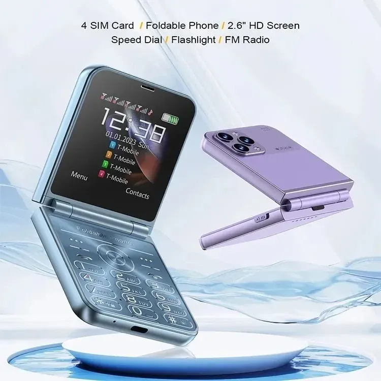 Кнопочный мобильный телефон раскладушка 15 на 4 сим карты (код 00086) Київ - зображення 7