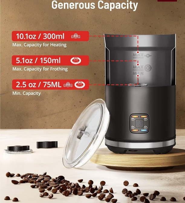 Спінювач молока PARIS RHÔNE, автоматичний капучінатор теплого та холодного молока 4-в-1 Капучинатор Косов - изображение 8