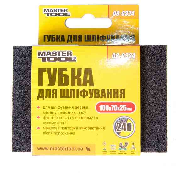 Губка для шлифования MASTERTOOL Р240 100х70х25 мм 08-0324 Харків