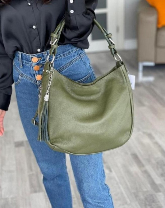 Італійська натуральна шкіряна сумка жіноча , хобо TS000165 Київ - зображення 2