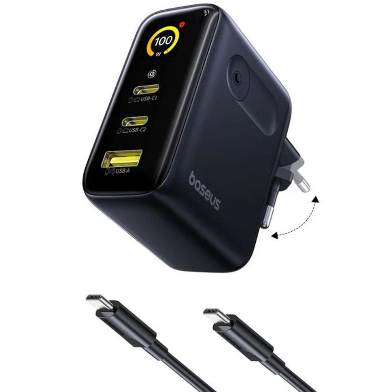 СЗУ Baseus PicoGo AE21 Fast Charger 100W (1USB-A/2C) + кабель Type-C to Type-C (E0121B) Херсон - изображение 1