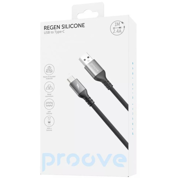Кабель Proove ReGen Silicone USB to Type-C 3A 1m Black (CCRS12001102) (Код товару:40988) Харьков - изображение 2