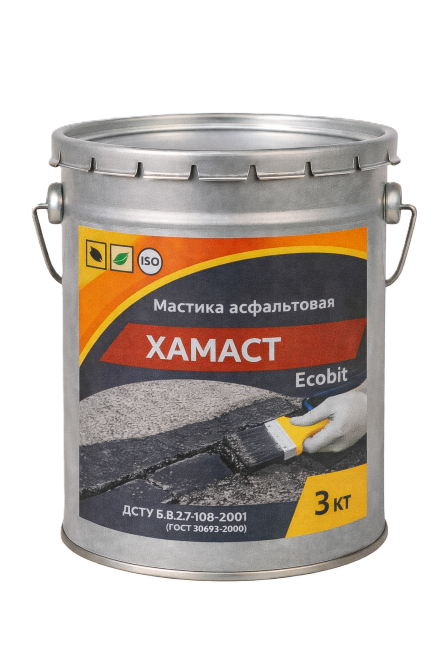 Мастика асфальтовая ХАМАСТ ЭКОБИТ ведро 3,0 кг ДСТУ Б.В.2.7-108-2001 (ГОСТ 30693-2000) Днепр - изображение 1