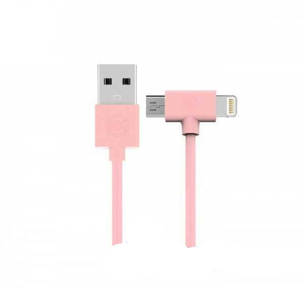 Кабель Combo 2-in-1 Axe Lightning/microUSB 1м pink WK 304704 Киев - изображение 1