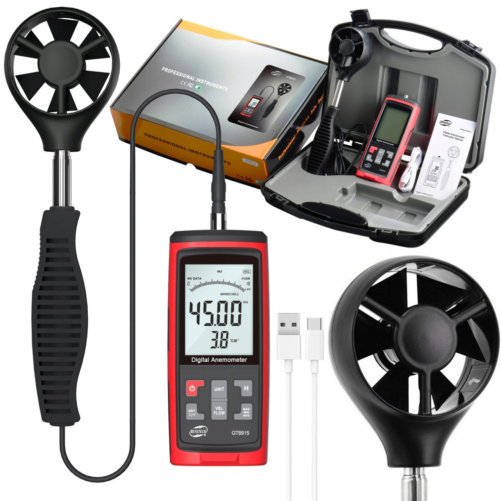 Анемометр цифровой с выносной крыльчаткой 0,3-45м/с, 0-45°C, 10-90% BENETECH GT8915 Харьков - изображение 2