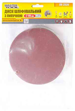 Круг шлифовальный на липучке MASTERTOOL 125 мм зерно 360, набор 10 шт 08-2536 Харьков