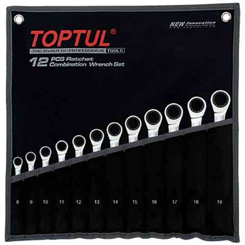 Набор комбинированных ключей трещоточных TOPTUL 8-19мм 12ед. в чехле GPAQ1202 Харьков