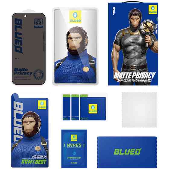 Защитное 2.5D стекло Blueo Full Cover Anti-Peep Matte для Apple iPhone 18 Pro (6.3") Херсон