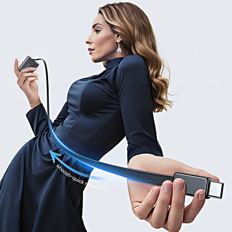 СЗУ Usams US-CC296 GaN With Retractable Type-C Cable Xiang Ser. 30W (1USB-A/1C) Херсон - изображение 6