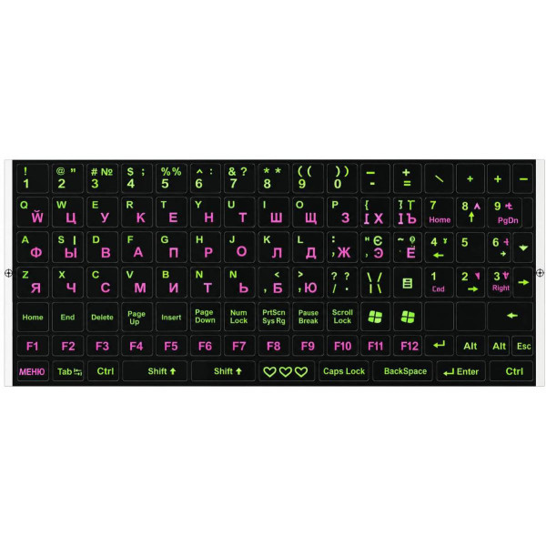 DM Наклейка для клавіатури Ukraine Keyboard Stickers Black/Green/Pink Харьков - изображение 1