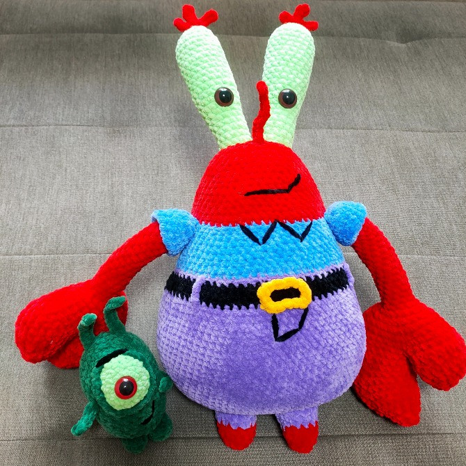 Містер Крабс 43см Губка Боб Квадратні Штани велика іграшка дитяча в'язана плюшева ручна робота Нововолинськ - зображення 3