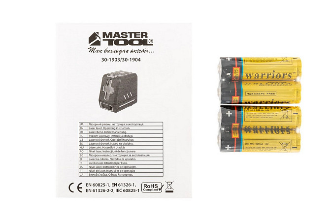 Уровень лазерный MASTERTOOL 15 м ±0.3 мм/м 2 гол H/V/H+V H130°/V130° ±4° RED/635 нм класс II IP54 АА Харків - зображення 9