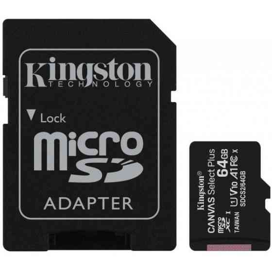 Карта пам'яті Kingston microSDXC 64GB Canvas Select Plus UHS-I/U1 + SD-адаптер (SDCS2/64GB) (Код тов Харьков