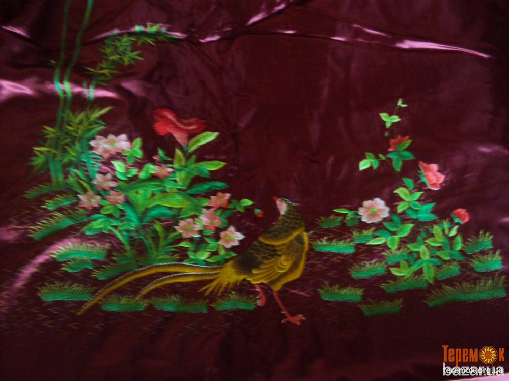 Покрывала на кровать атлас вышивка вишневое Киев - изображение 2