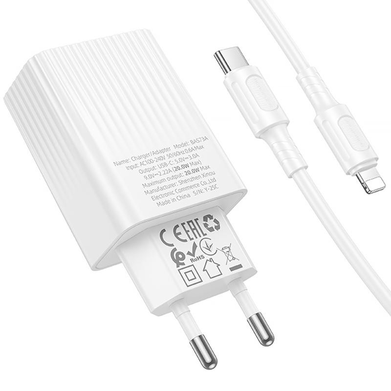 СЗУ Borofone BAS73A Source PD20W (1USB-C) + кабель Type-C to Lightning Херсон - изображение 4