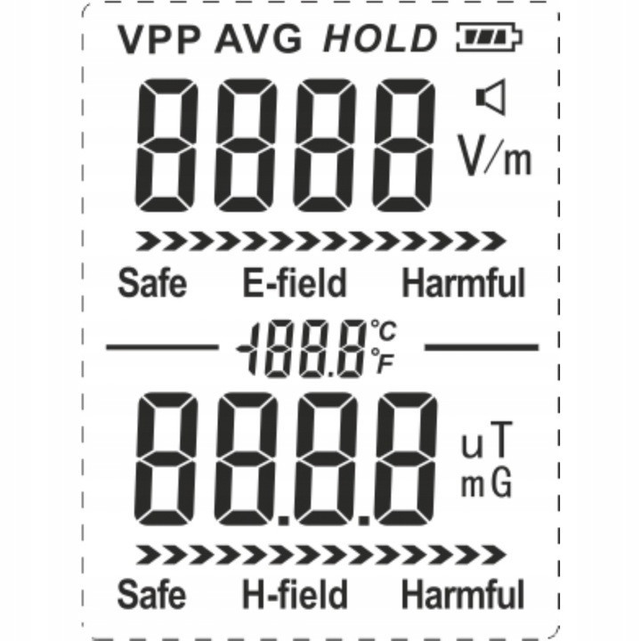 Тестер электромагнитного излучения (1-1999В/м, 0,01-99,99μT/0,1-999,9mG) WINTACT WT3122 Харків - зображення 8