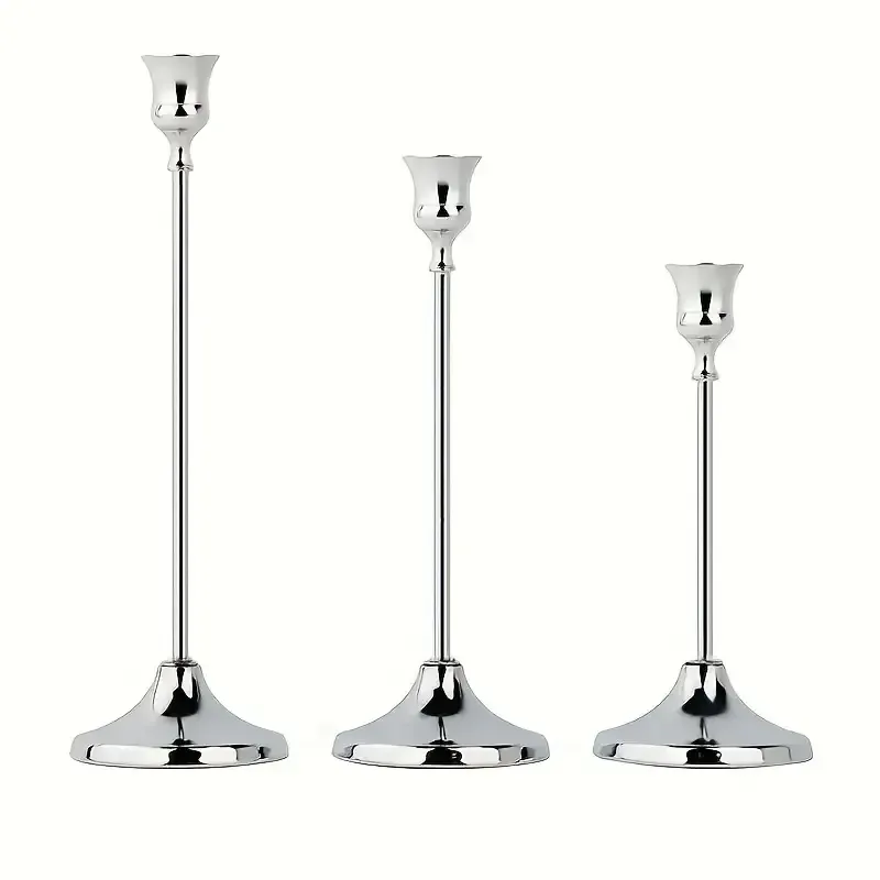 Набор подсвечников Leeseph Mat 3шт серебро  MV017 Одеса - зображення 1