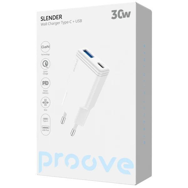 МЗП Proove Slender 30W (Type-C + USB) White (WCSL30110002) (Код товару:41972) Харків - зображення 2
