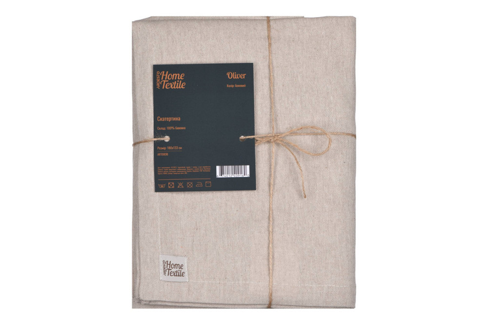 Скатертина Ardesto Oliver ART-08-OB 133х180 см бежева Київ - зображення 1