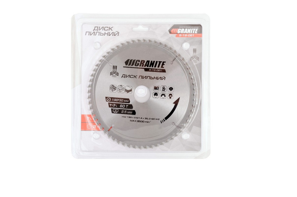 Диск пильный для дерева GRANITE с твердосплавными напайками 190х30х60Т 8000 об/мин 5-19-061 Харків - зображення 4