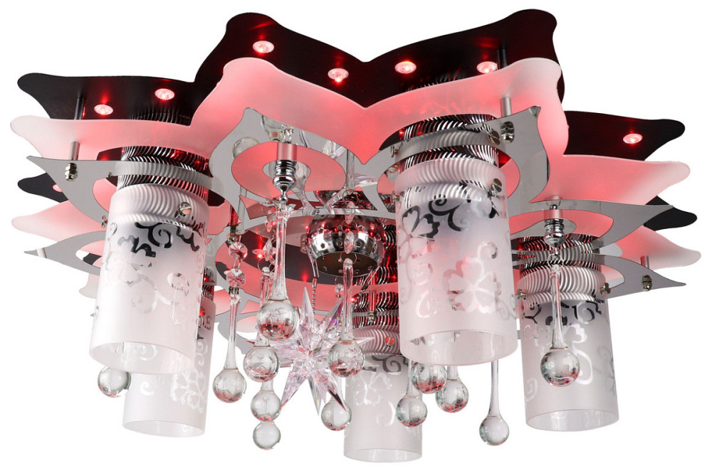 Люстра стельова Космос з кольоровим LED підсвічуванням та авто відключенням з пультом 5561/5+1 Чорни Київ - зображення 1