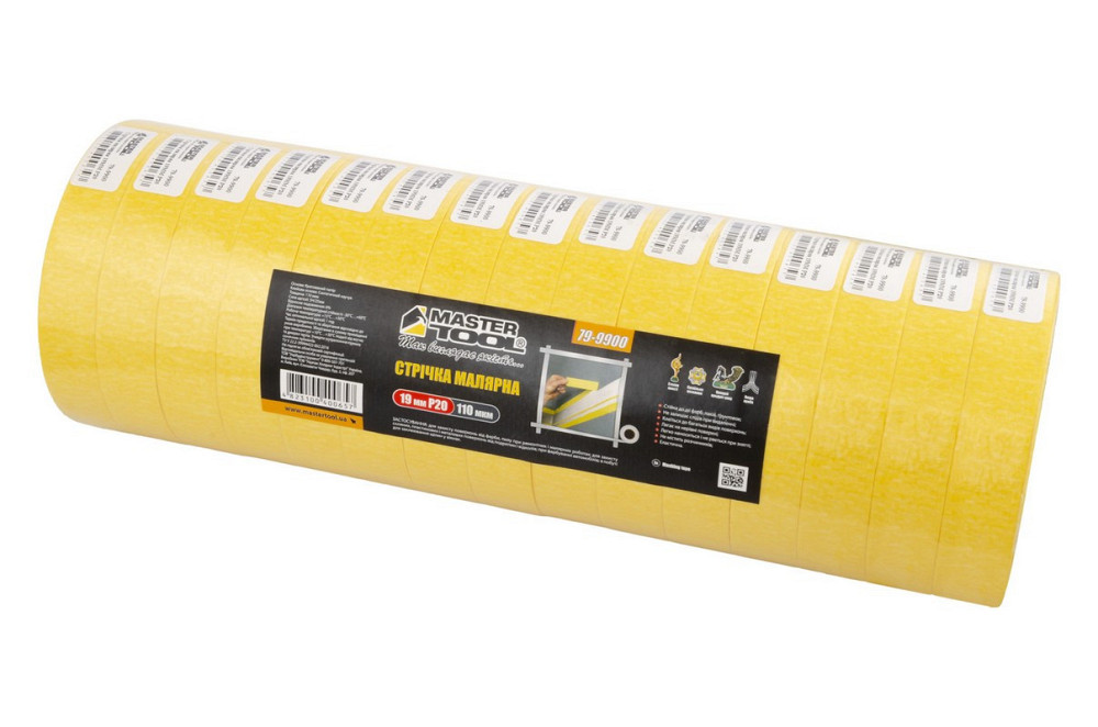 Лента малярная универсальная MASTERTOOL GripBond Easy 19 мм×15 м желтая 79-9900 Харьков - изображение 9