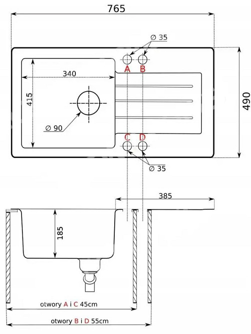 Мийка кухонна гранітна REALGAR 1KDO Хмельницкий - изображение 2