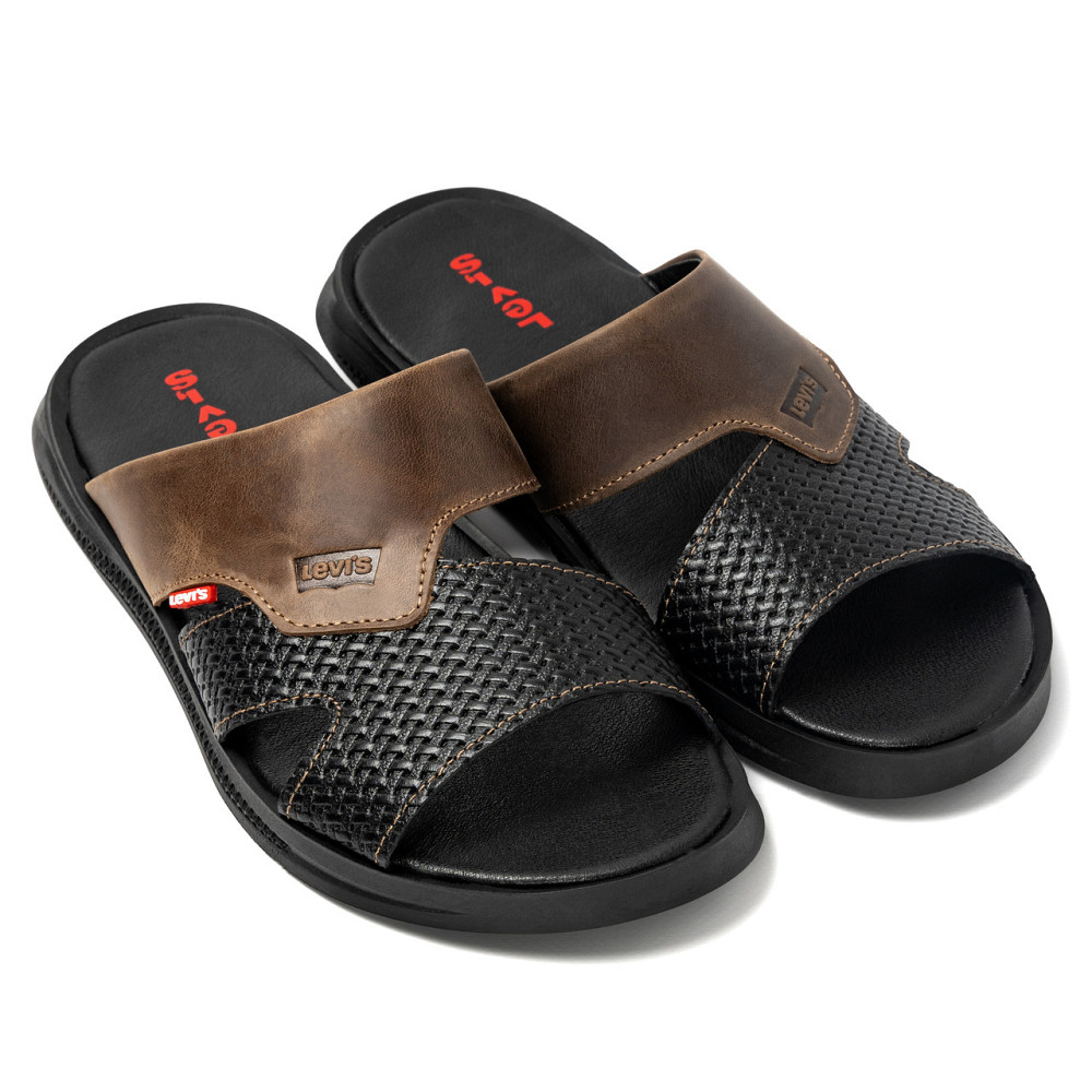 Мужские кожаные  летние шлепанцы-сланцы Levis Київ - зображення 3