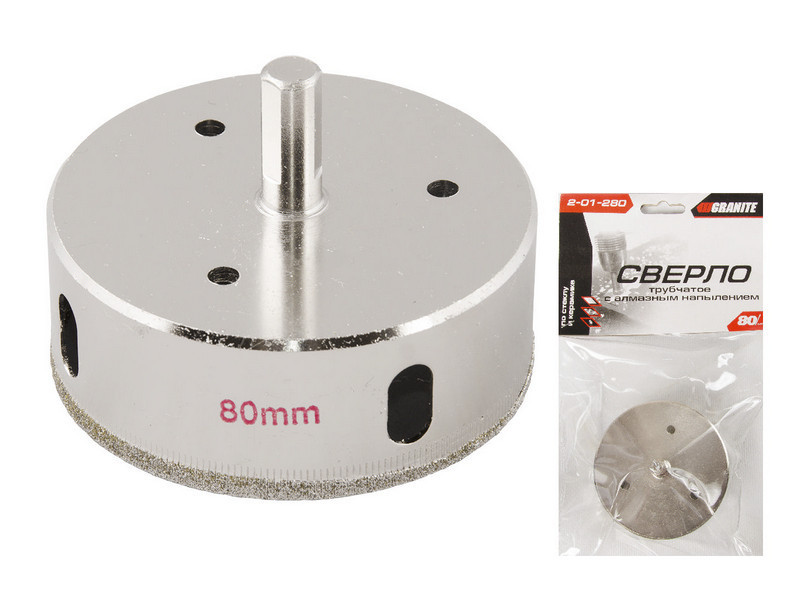 Сверло для стекла и керамики GRANITE трубчатое с алмазным напылением 80 мм 2-01-280 Харків - зображення 1