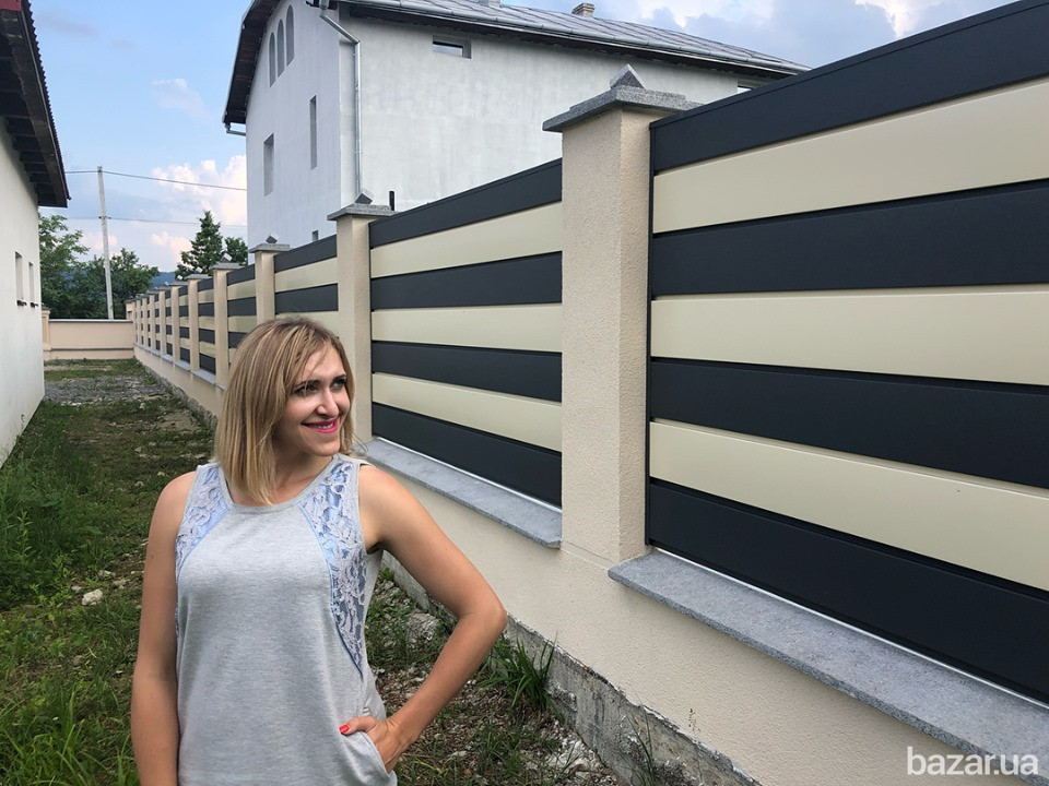 Паркан металевий Полоска в графітово-бежевому кольорі.Виробник. Черкассы - изображение 2