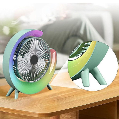 Вентилятор настольный бесшумный с подсветкой RGB Fan Colorful Desktop 19029 мятный Киев - изображение 5
