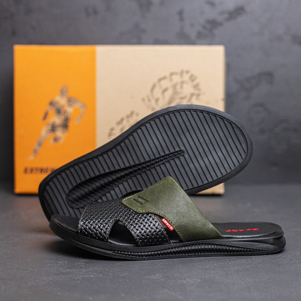 Мужские кожаные  летние шлепанцы-сланцы Levis Київ - зображення 10