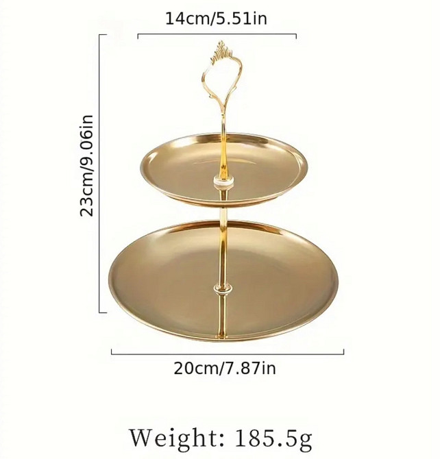 Подставка 2-ярусная Leeseph для праздничной сервировки золотая Одеса - зображення 6
