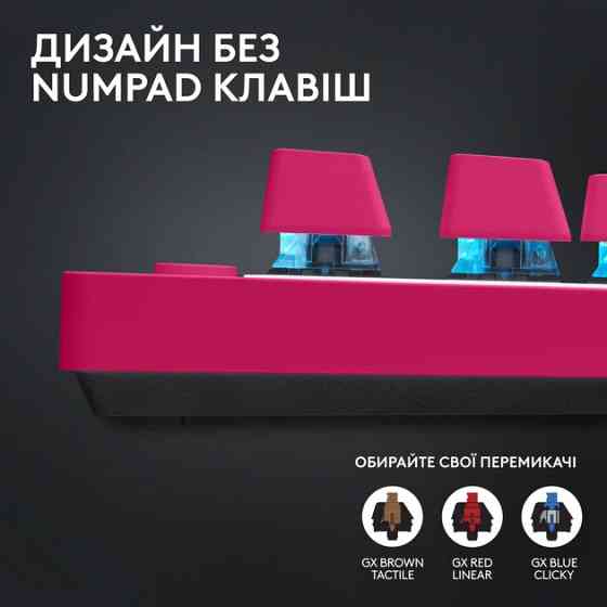 Клавиатура компьютерная безпроводная Logitech G Pro X TKL Lightspeed Tactile Magenta L920-012159 пур Киев