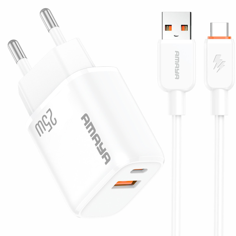 Уценка СЗУ Amaya E213D PD25W+QC3.0 (1USB-A/1C) + кабель USB to Type-C Херсон - зображення 1