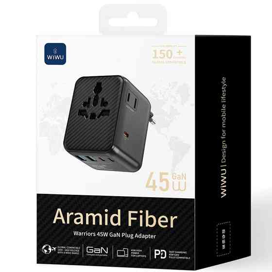 Сетевой универсальный переходник WIWU UA010 Warrior GaN 45W + 2USB-A/3C Херсон