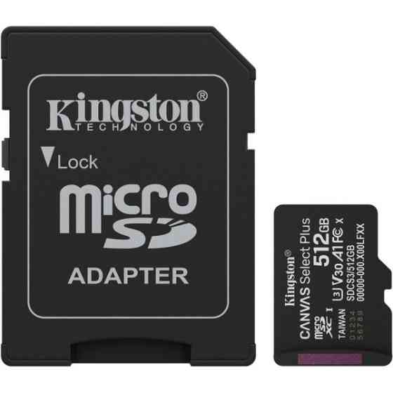 Карта пам'яті Kingston microSDXC 512GB Canvas Select Plus UHS-I R150MBs + SD-адаптер (SDCS3/512GB) Харків