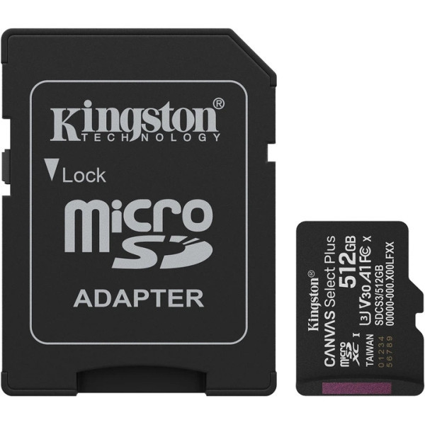 Карта пам'яті Kingston microSDXC 512GB Canvas Select Plus UHS-I R150MBs + SD-адаптер (SDCS3/512GB) Харьков - изображение 1
