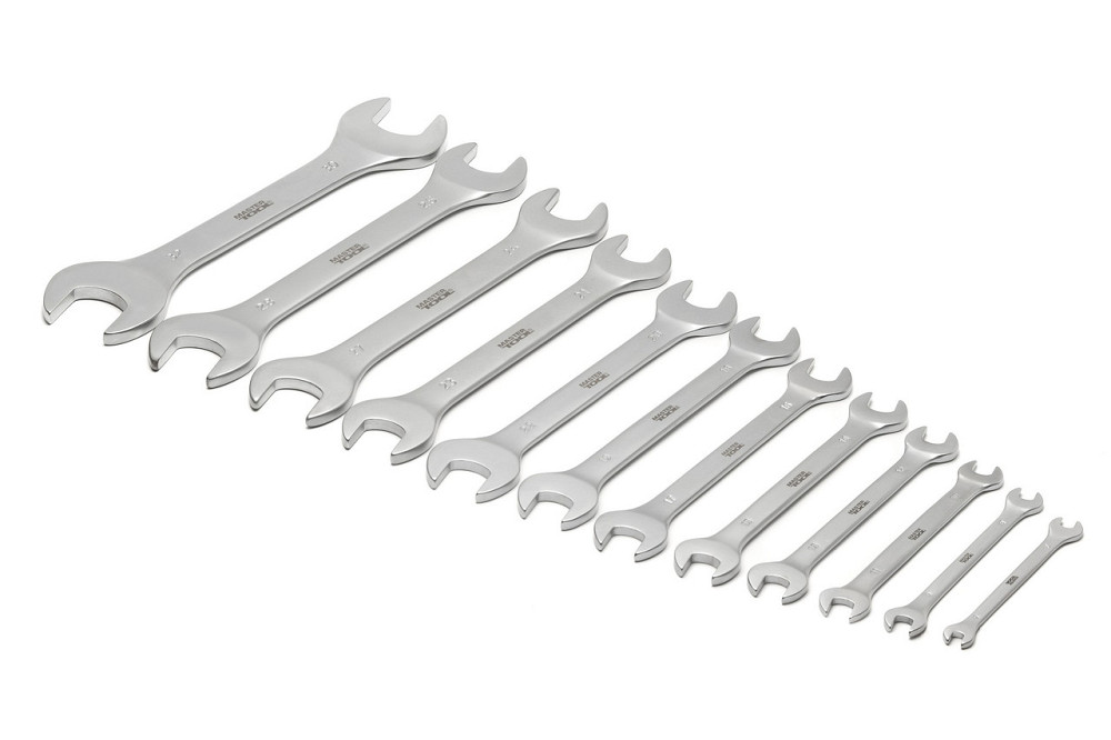 Ключи рожковые MASTERTOOL SATIN FINISH набор 12 шт (6–25/27/28/30/32 мм) CrV DIN 3110 70-2112 Харьков - изображение 4
